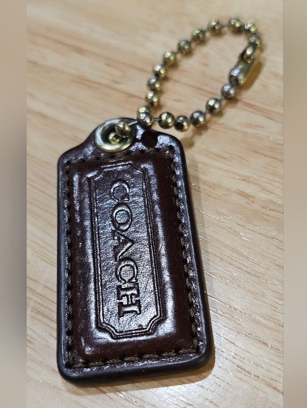 Coach Hang tag Large Leather Brown GUC